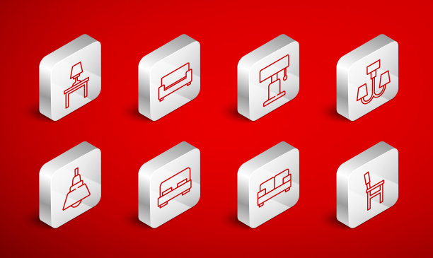 设置线椅，沙发，台灯，吊灯上图片下载