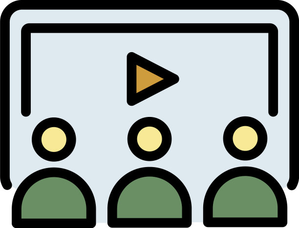烹饪节目播放图标颜色轮廓图片下载