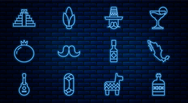 集龙舌兰酒瓶墨西哥地图墨西哥图片下载