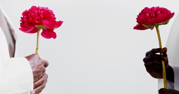 背景照片与黑色手拿花图片下载