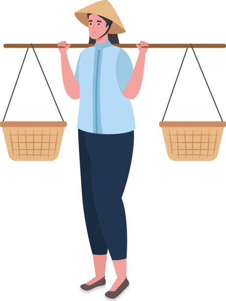 扛着肩篮的越南妇女图片下载