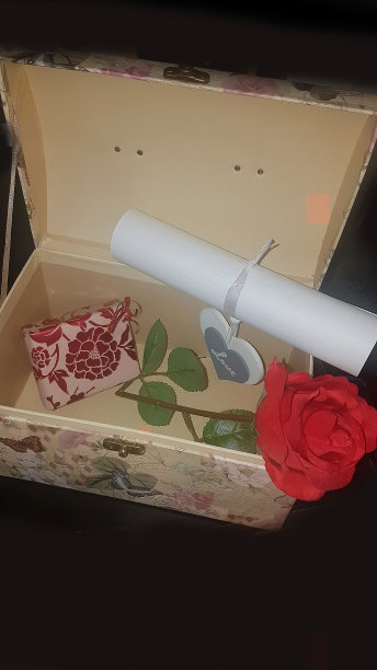 浪漫的玫瑰礼品盒和文字图片下载