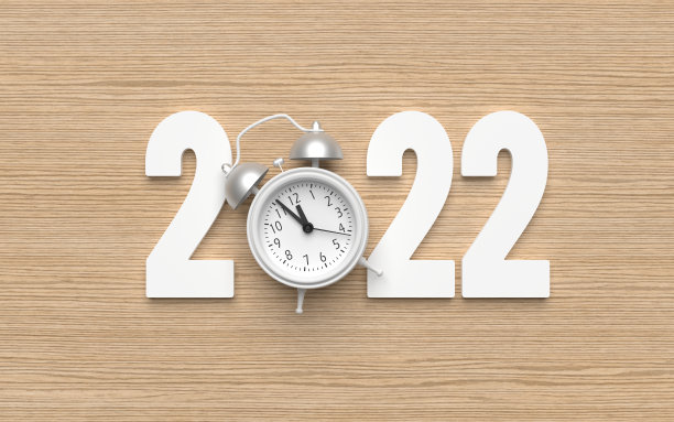 2022年圣诞新年办公表和时钟图片下载