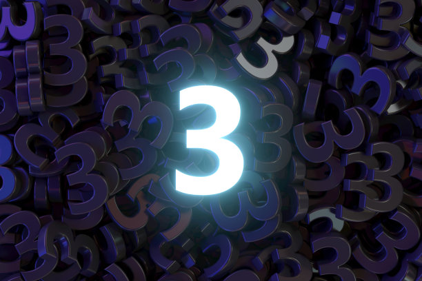 三号霓虹灯黑色背景图片下载