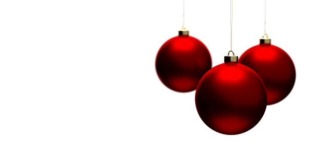 在右边的框架组红色的圣诞装饰品在白色的表面图片下载