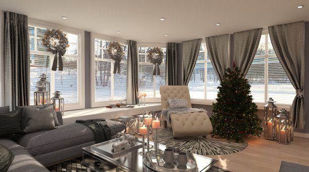 圣诞客厅3D插图图片下载