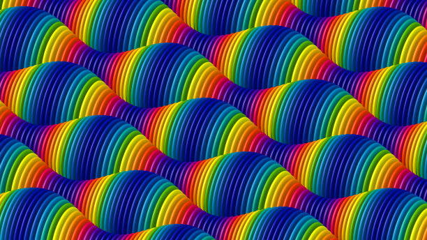 彩虹波浪的形状。抽象背景，3d渲染。图片下载