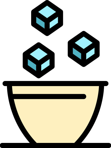 方糖在碗图标颜色轮廓图片下载