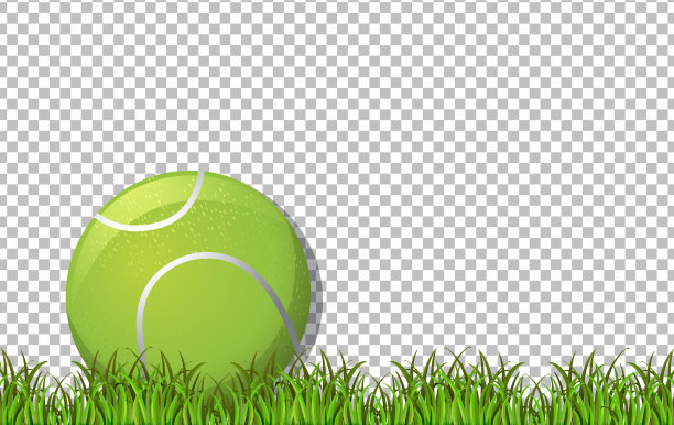 网球和草地在透明的背景图片下载