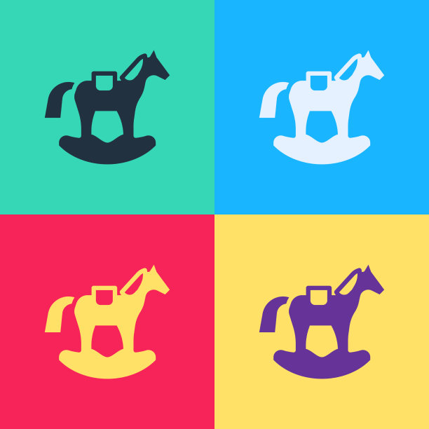 波普艺术的木马在马鞍上荡秋千图片下载