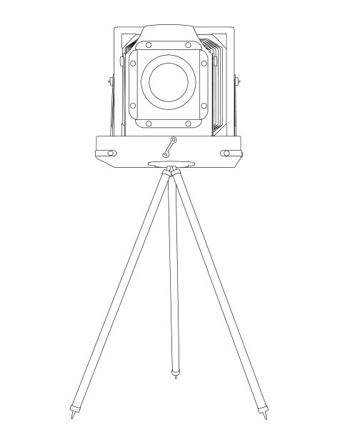 一个复古相机的轮廓从黑色线孤立在白色背景上。前视图。矢量图图片下载