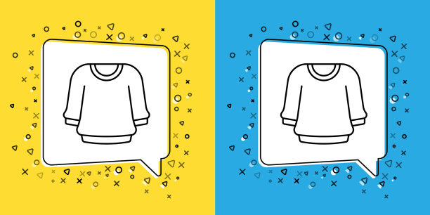 设线毛衣图标隔离在黄色和蓝色上图片下载