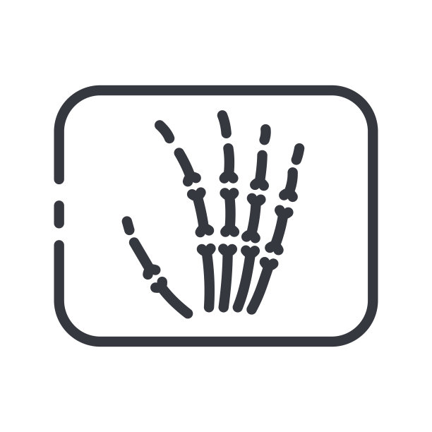 x射线程序的线图标。掌骨的迹象。医疗孤立的象征图片下载