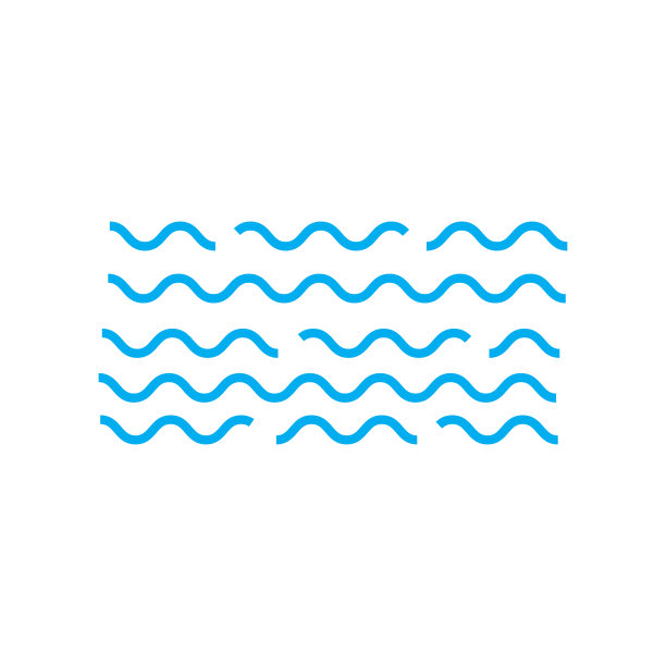 波浪矢量图标，曲线线设置，水流概念。蓝色的可编辑的中风。图片下载