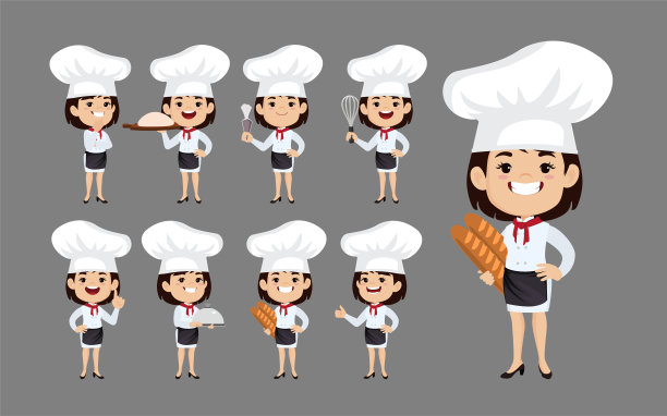 不同姿势的厨师图片下载