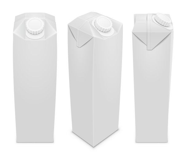 产品描述:Ð arton包装，带螺旋盖，适用于果汁，牛奶，饮料。各种投影的集合。矢量孤立的现实模板插图。图片下载