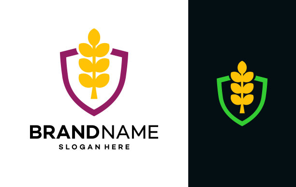 盾小麦标志设计模板插图矢量图片下载
