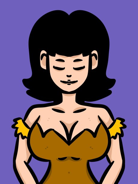 可爱的女人卡通在蓝色的背景图片下载