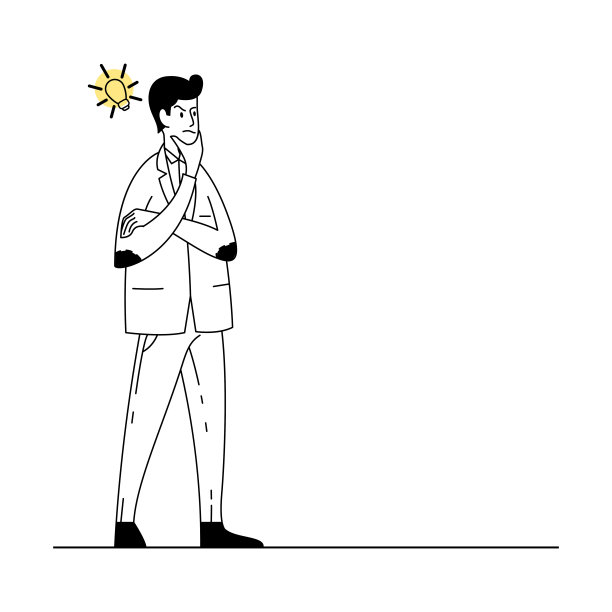 插图的商人做一个想法与震惊的表达在线条艺术风格图片下载