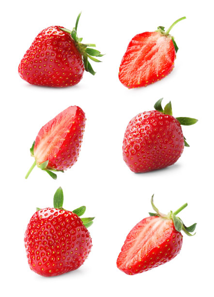 在白色的背景上搭配美味的草莓图片下载
