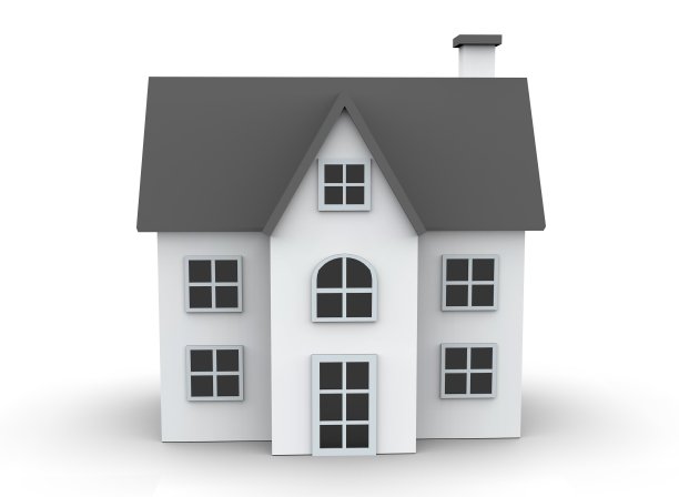 房子被隔离在一个白色的背景3d渲染图片下载