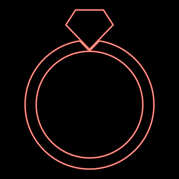 霓虹灯环图标黑色圆圈红色图片下载