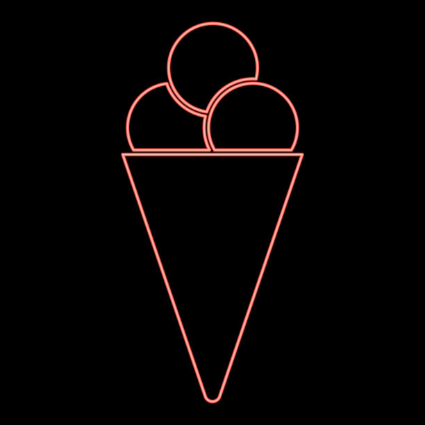 霓虹冰淇淋蛋筒图标黑色圆圈图片下载