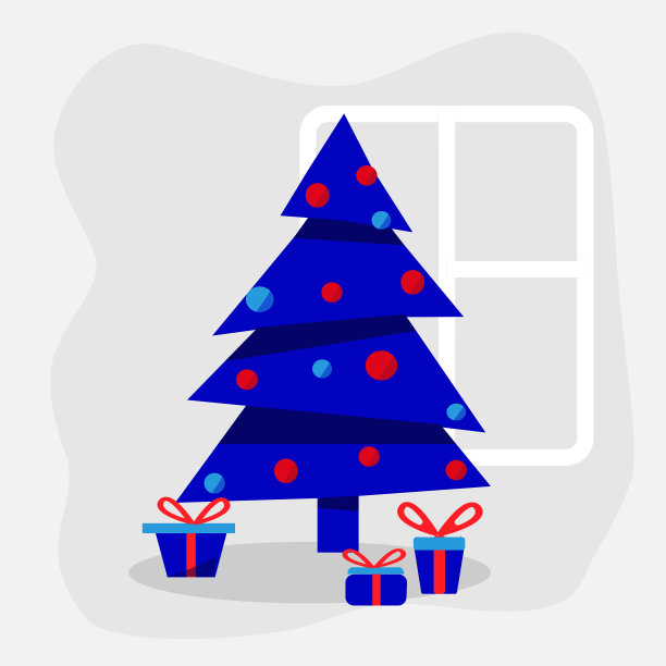 带有矢量格式的球的圣诞树。涂鸦风格的云杉。图片下载