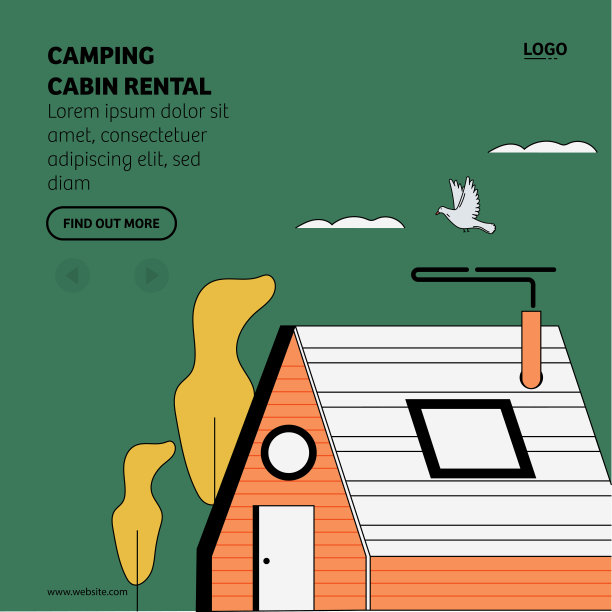 露营小屋出租。概念横幅，网站设计或登陆网页，平面设计，插图。图片下载