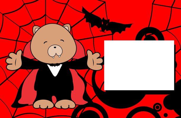 万圣节背景泰迪熊人物卡通插图图片下载