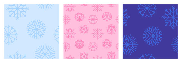 圣诞节背景与彩色雪花无缝模式在紫色背景。图片下载