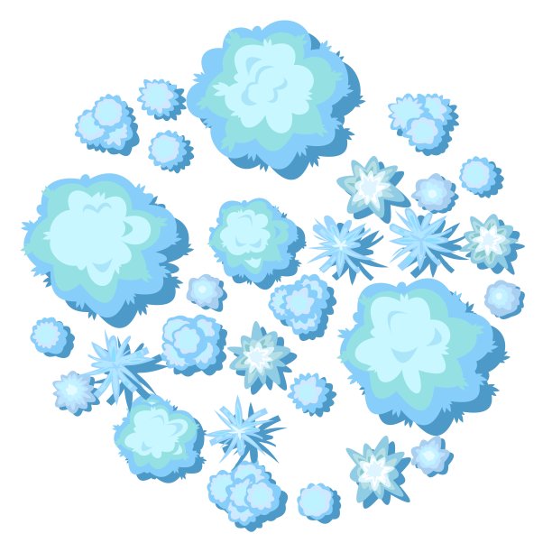 冬季景观俯视图。孤立在白色背景上。寒冷季节多雪的霜冻自然。从高。飘的雪。插图采用卡通风格的平面设计。向量图片下载