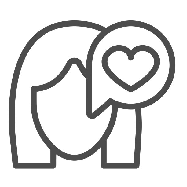 女孩，对话弹出窗口与心，头，发型线图标，日期概念，谈话矢量标志在白色背景，轮廓风格图标的移动概念和网页设计。矢量图形。图片下载