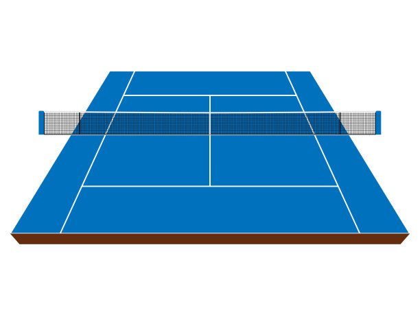 透视网球硬地，蓝色表面，矢量插图图片下载