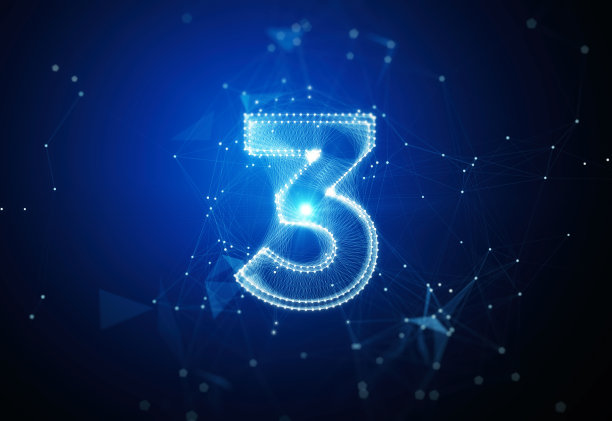 蓝色技术背景下的数字3图片下载