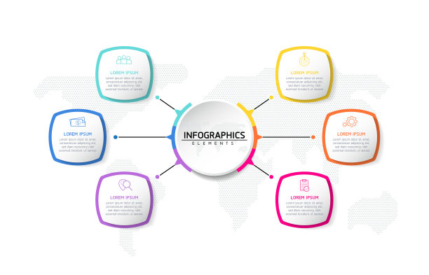 矢量插图，信息图形设计，模板，营销，信息，有6个选项或步骤图片下载