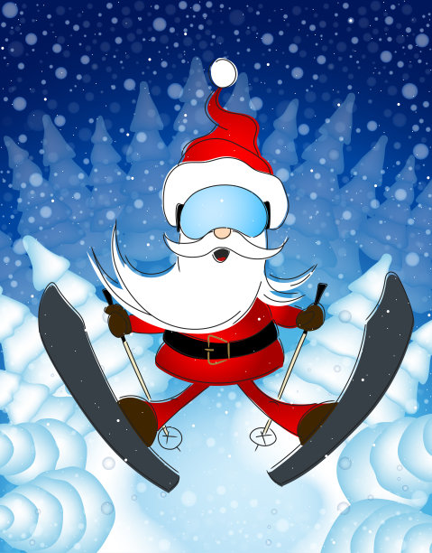 滑雪的圣诞老人图片下载