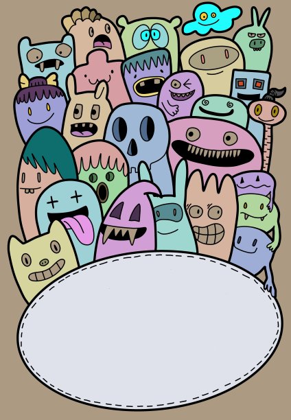 卡通怪物收集。集卡通怪物组。图片下载
