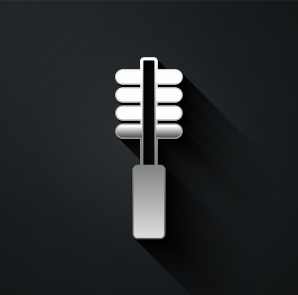 银色马桶刷图标孤立在黑色图片下载