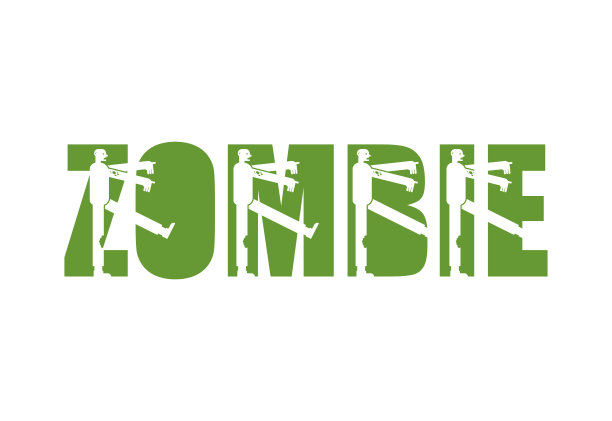 僵尸文字剪影的文本。生性怪癖的排版。万圣节对象字母图片下载