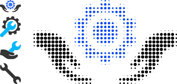 虚线半色调维修服务手图标和图片下载