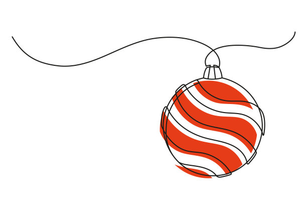 连续的一线画圣诞球图片下载