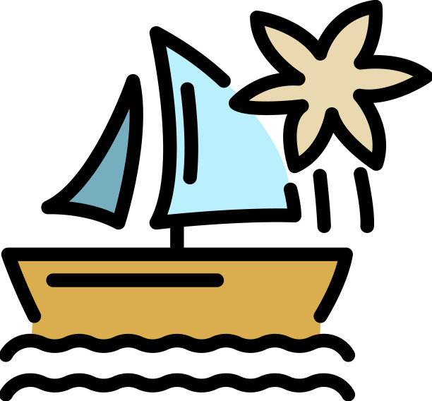 岛屿游艇图标颜色轮廓图片下载