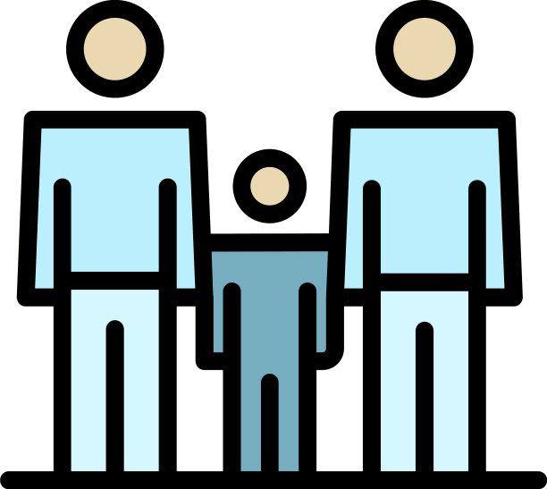 幸福健康家庭图标颜色轮廓图片下载