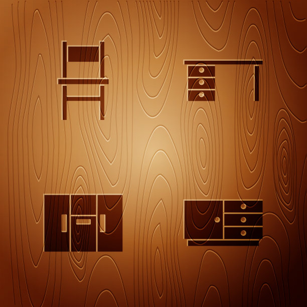 设置抽屉柜，椅子，衣柜和办公室图片下载