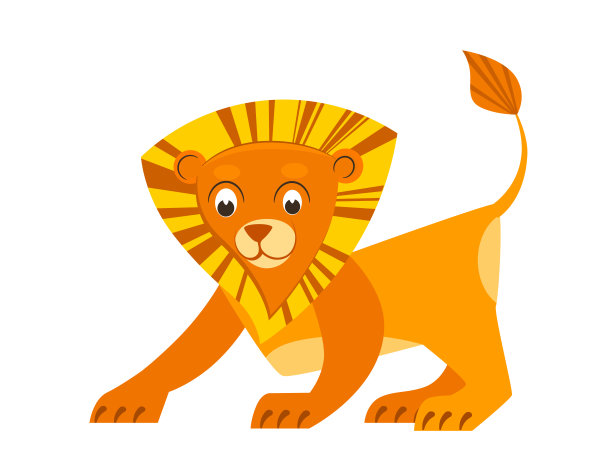 可爱的小狮子在平面风格。非洲动物为abc书。插图图片下载