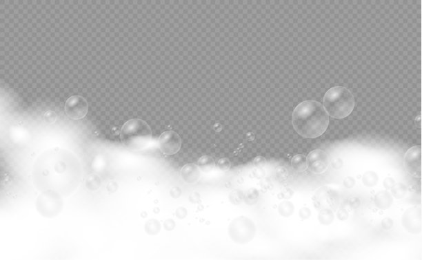 将洗发泡沫和肥皂泡在一起。图片下载