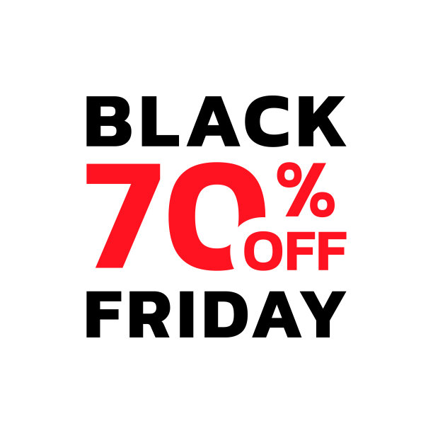 黑色星期五销售图标，标签或标签70%的价格优惠。现代折扣卡或促销横幅设计元素。矢量插图。图片下载