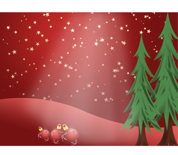 圣诞节的背景用圣诞树和装饰品，用来自天堂的光线来赠送礼物。图片下载