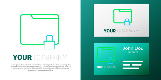 线文件夹和锁定图标隔离在白色图片下载